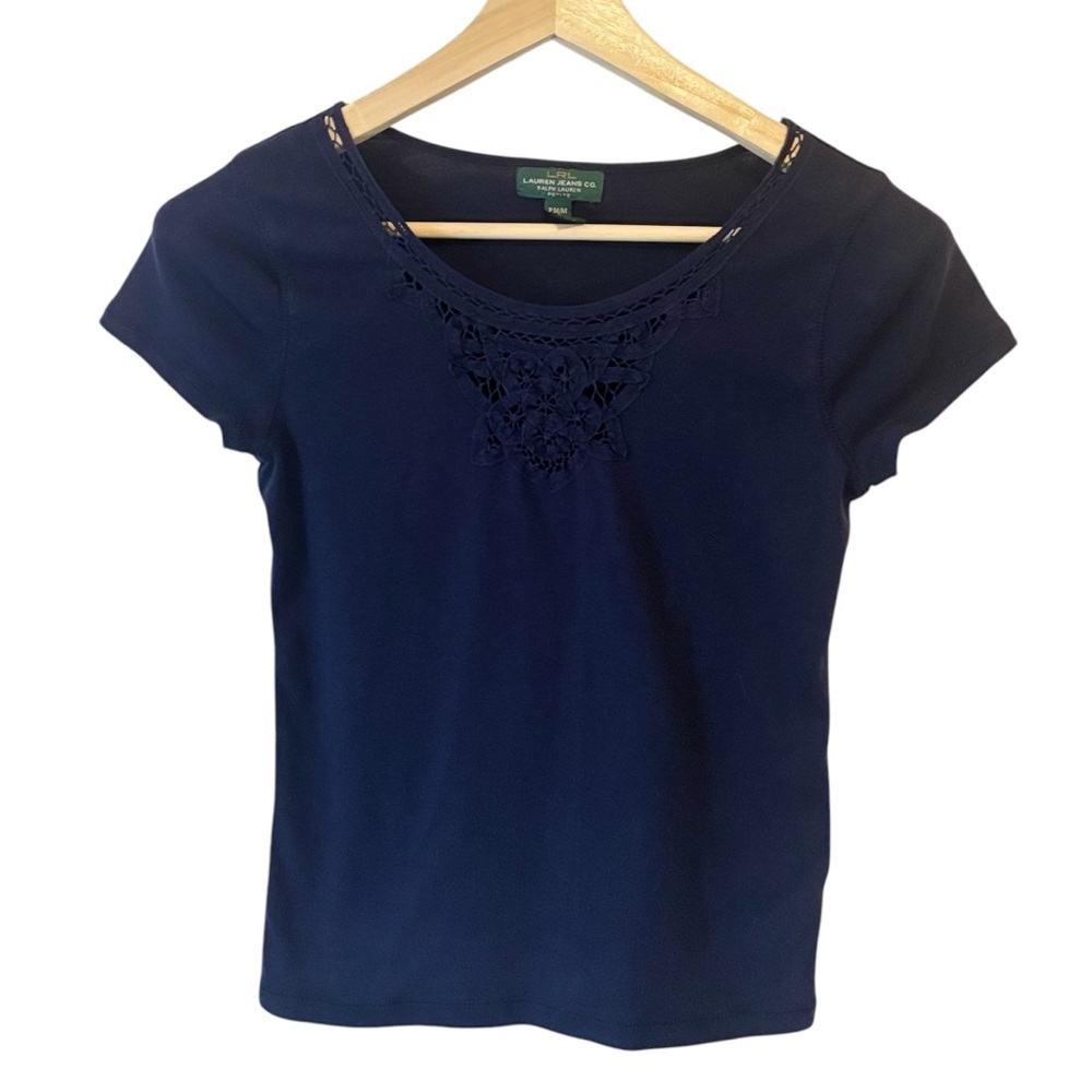 Lauren Ralph Lauren Navy Cap Sleeve Tee